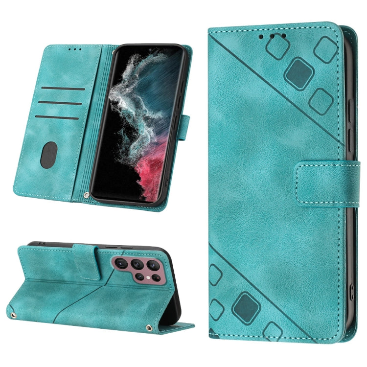 For Samsung Galaxy S22 Ultra 5G Skin-feel Embossed Leather Phone Case