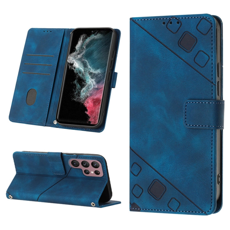 For Samsung Galaxy S22 Ultra 5G Skin-feel Embossed Leather Phone Case