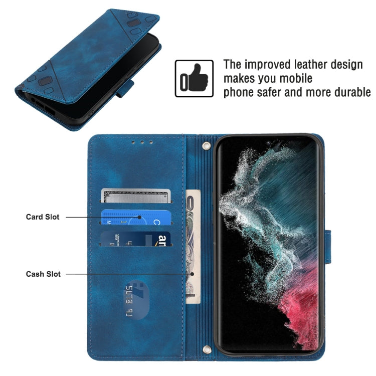 For Samsung Galaxy S22 Ultra 5G Skin-feel Embossed Leather Phone Case