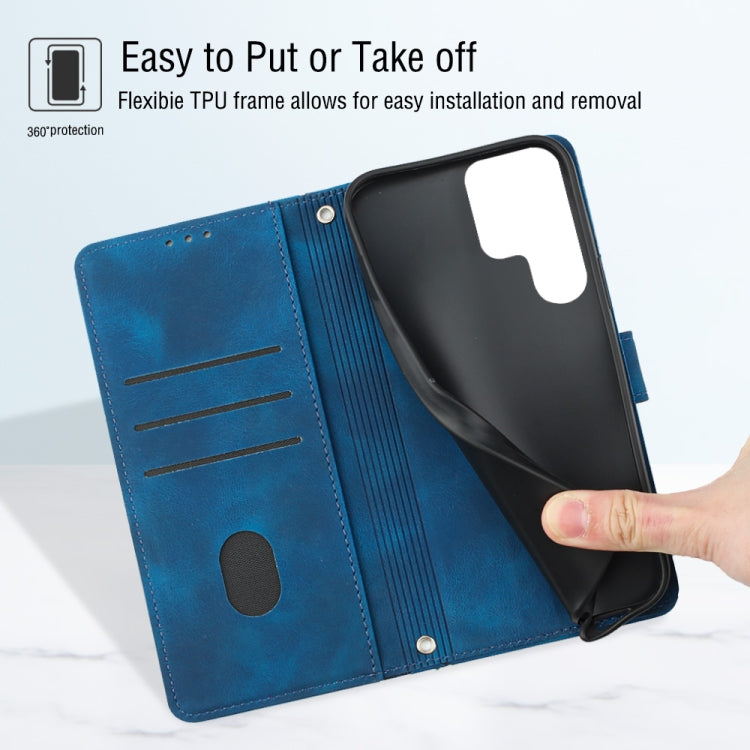 For Samsung Galaxy S22 Ultra 5G Skin-feel Embossed Leather Phone Case