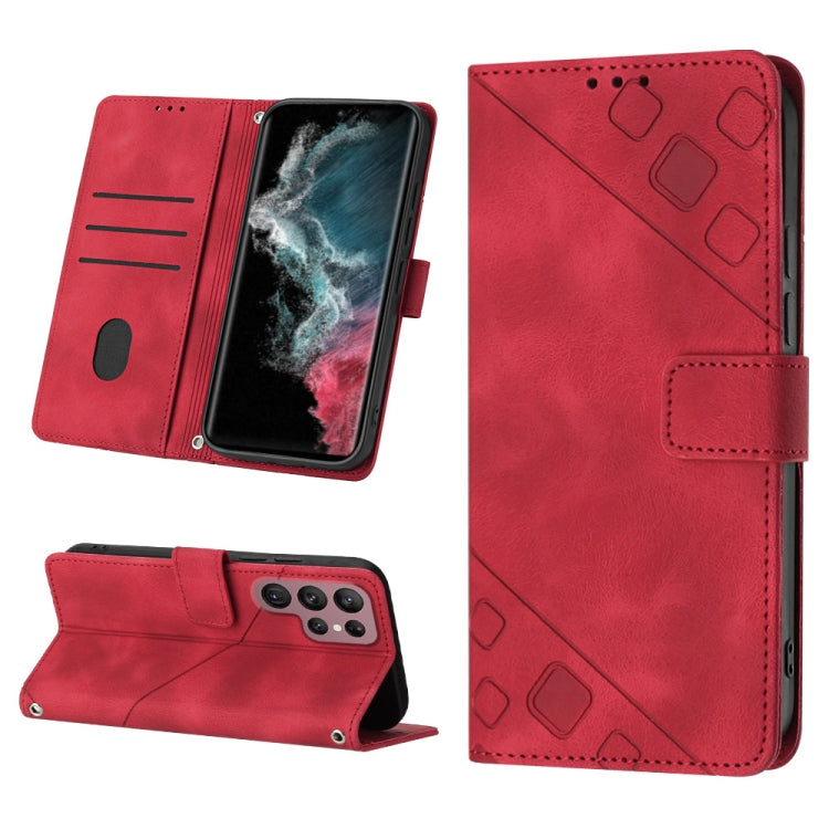 For Samsung Galaxy S22 Ultra 5G Skin-feel Embossed Leather Phone Case
