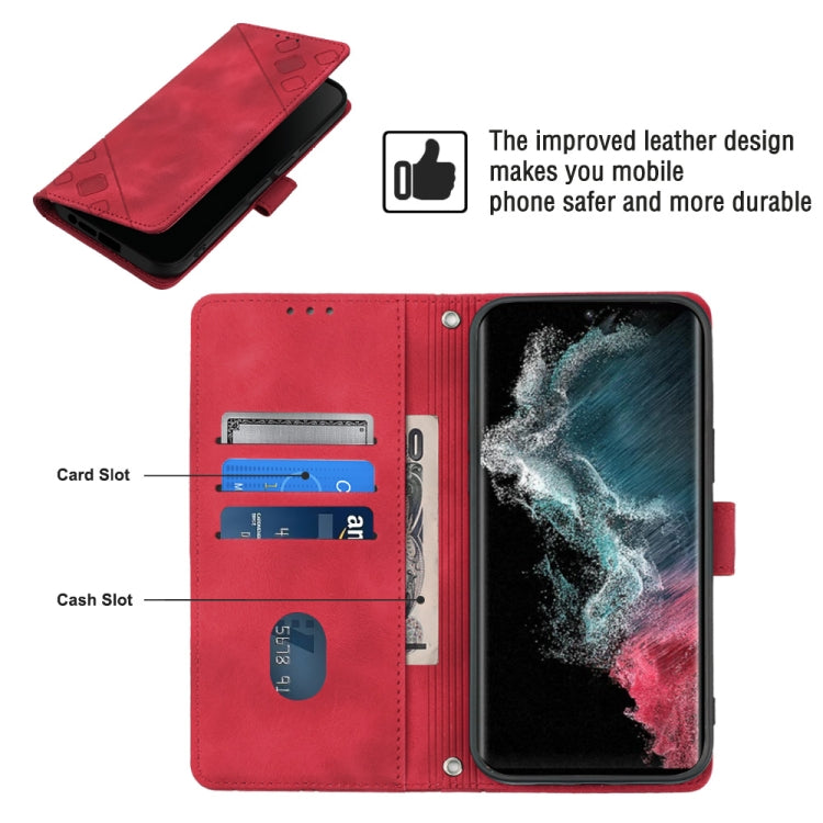 For Samsung Galaxy S22 Ultra 5G Skin-feel Embossed Leather Phone Case