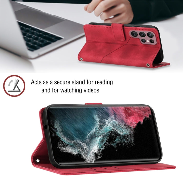 For Samsung Galaxy S22 Ultra 5G Skin-feel Embossed Leather Phone Case
