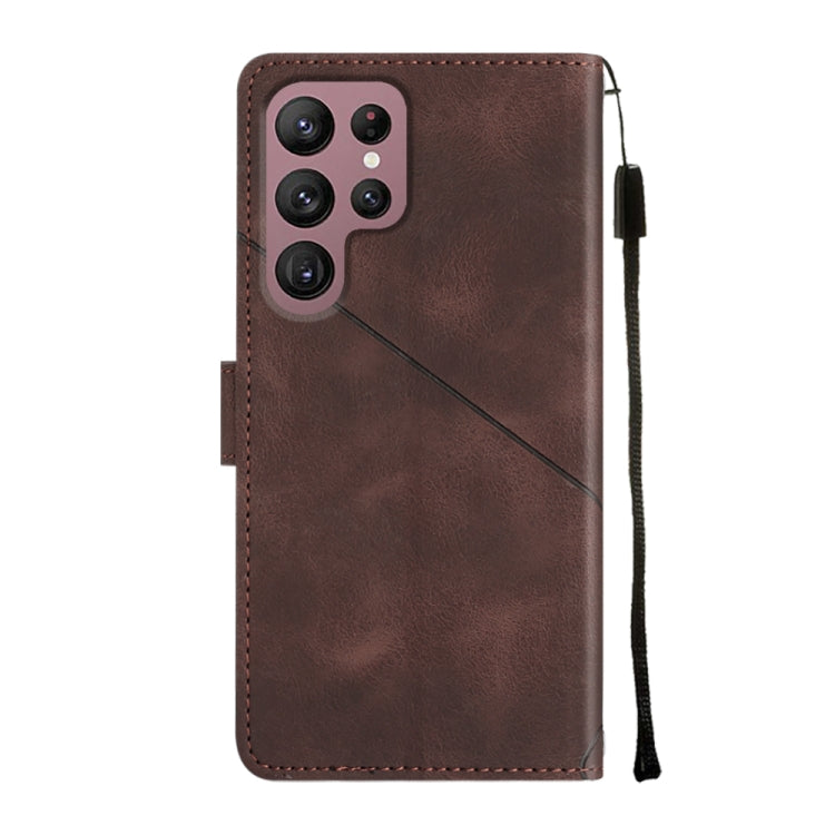 For Samsung Galaxy S22 Ultra 5G Skin-feel Embossed Leather Phone Case