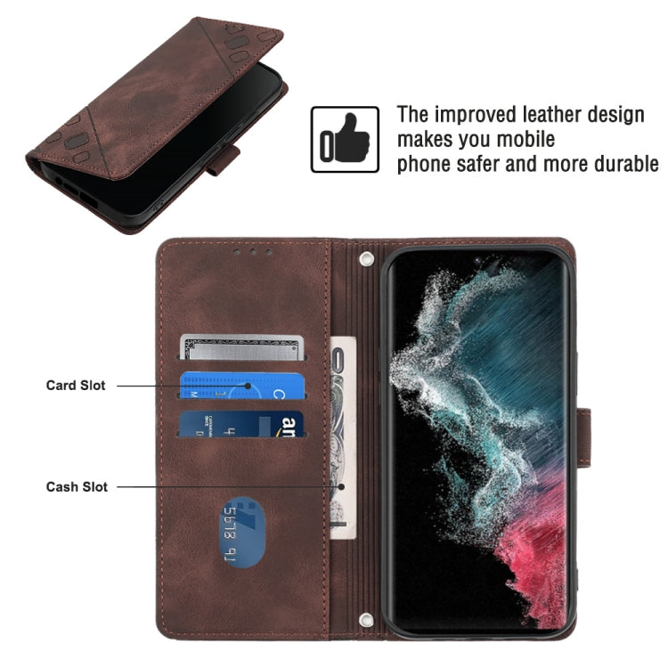 For Samsung Galaxy S22 Ultra 5G Skin-feel Embossed Leather Phone Case