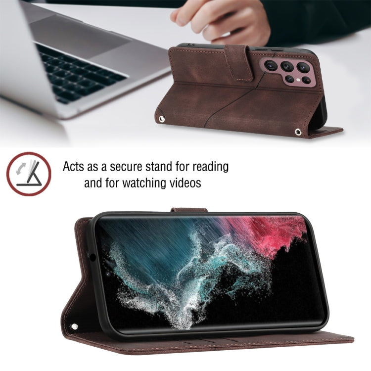 For Samsung Galaxy S22 Ultra 5G Skin-feel Embossed Leather Phone Case