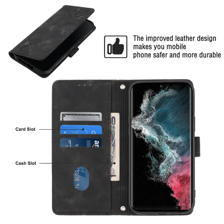 For Samsung Galaxy S22 Ultra 5G Skin-feel Embossed Leather Phone Case