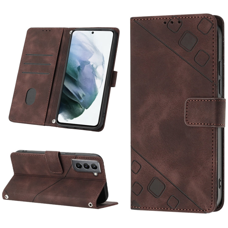 For Samsung Galaxy S21 5G Skin-feel Embossed Leather Phone Case
