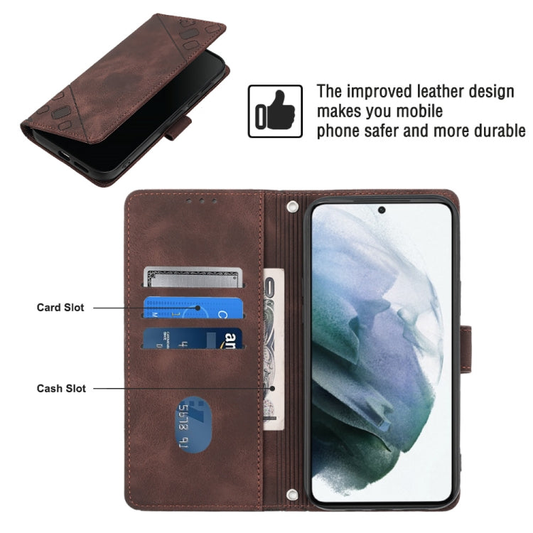 For Samsung Galaxy S21 5G Skin-feel Embossed Leather Phone Case
