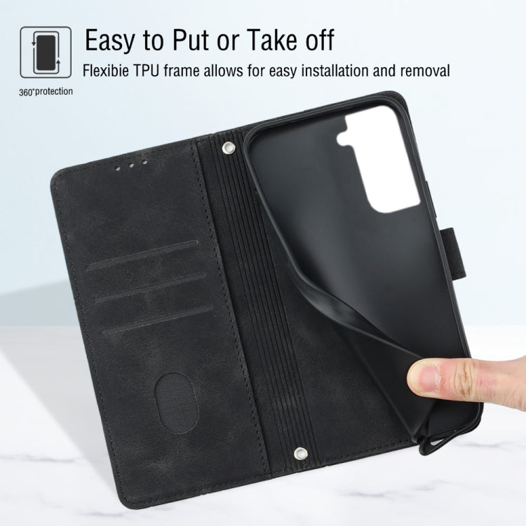 For Samsung Galaxy S21 5G Skin-feel Embossed Leather Phone Case