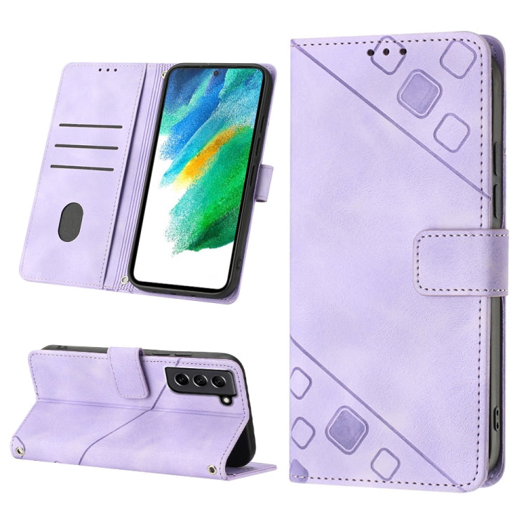 For Samsung Galaxy S21 FE 5G Skin-feel Embossed Leather Phone Case