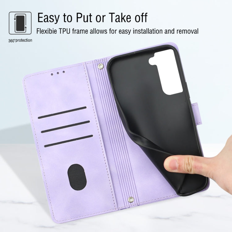 For Samsung Galaxy S21 FE 5G Skin-feel Embossed Leather Phone Case