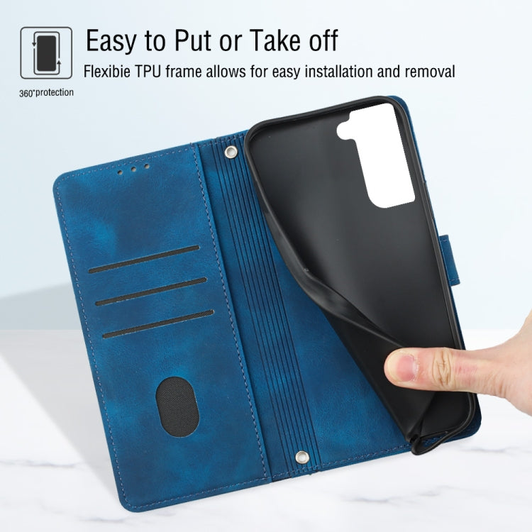 For Samsung Galaxy S21 FE 5G Skin-feel Embossed Leather Phone Case