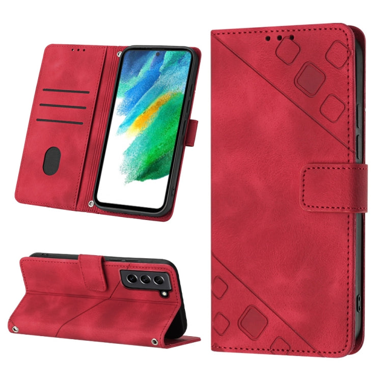 For Samsung Galaxy S21 FE 5G Skin-feel Embossed Leather Phone Case