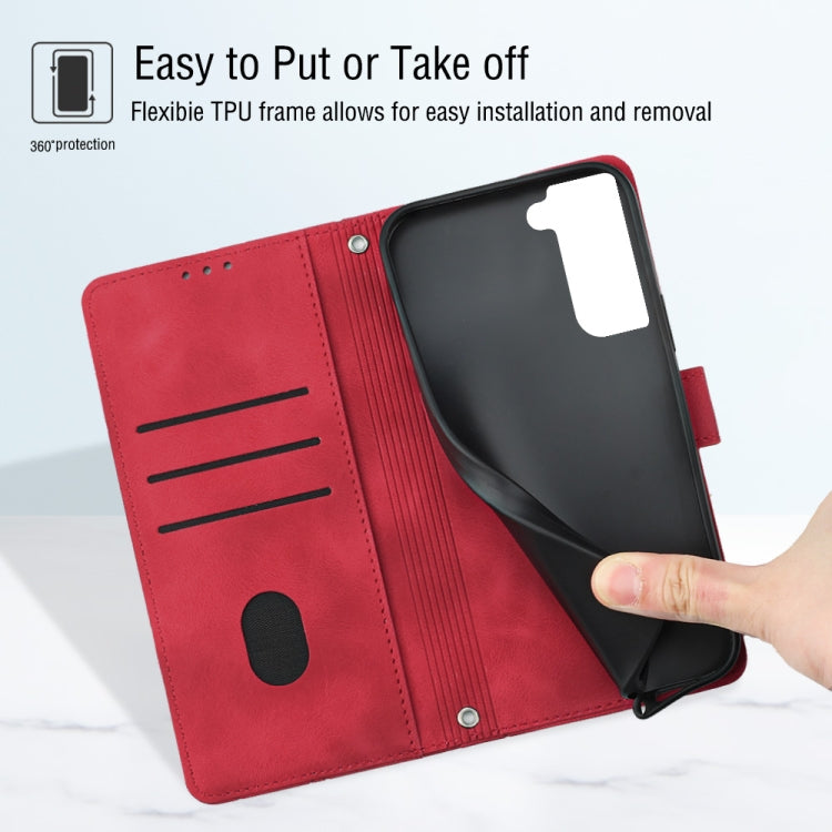 For Samsung Galaxy S21 FE 5G Skin-feel Embossed Leather Phone Case