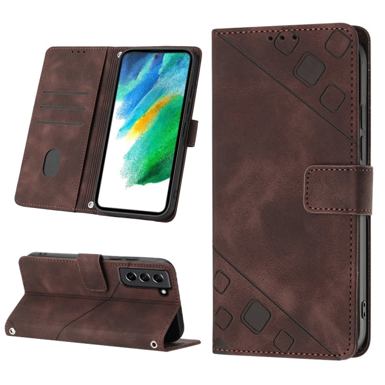 For Samsung Galaxy S21 FE 5G Skin-feel Embossed Leather Phone Case