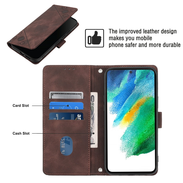 For Samsung Galaxy S21 FE 5G Skin-feel Embossed Leather Phone Case
