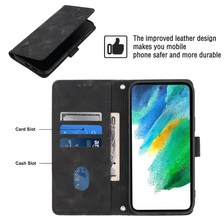 For Samsung Galaxy S21 FE 5G Skin-feel Embossed Leather Phone Case