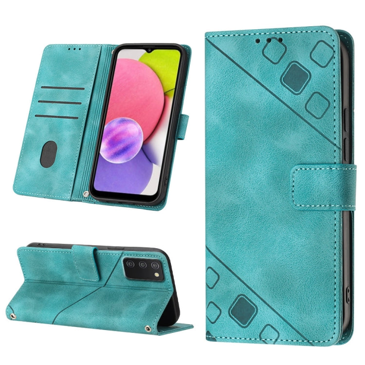 For Samsung Galaxy A03s 166.6mm Skin-feel Embossed Leather Phone Case