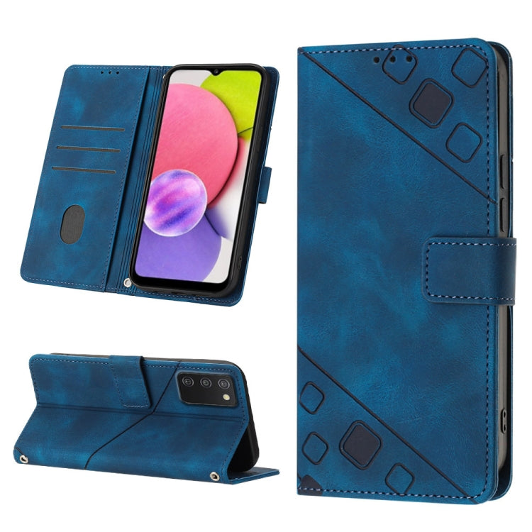 For Samsung Galaxy A03s 166.6mm Skin-feel Embossed Leather Phone Case