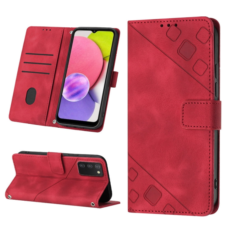 For Samsung Galaxy A03s 166.6mm Skin-feel Embossed Leather Phone Case