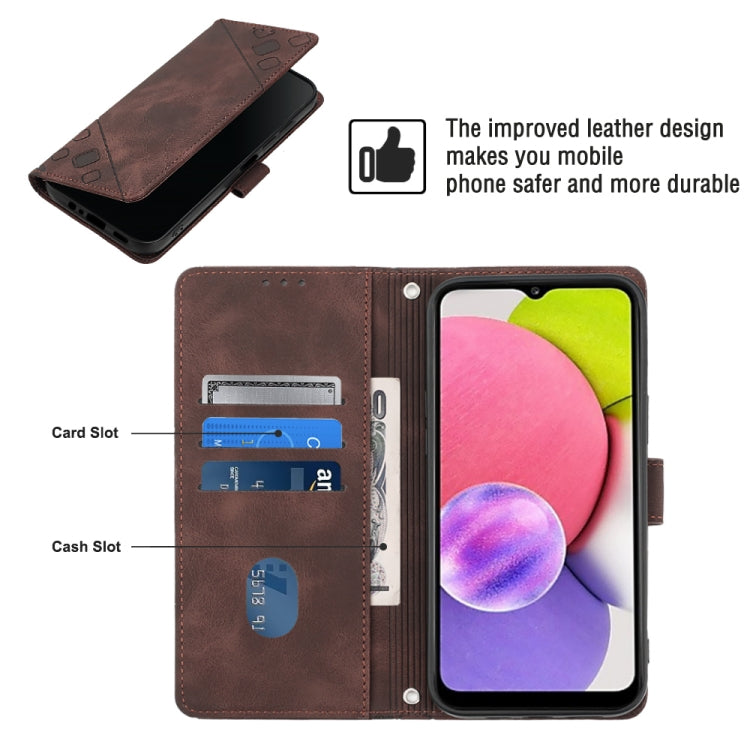 For Samsung Galaxy A03s 166.6mm Skin-feel Embossed Leather Phone Case