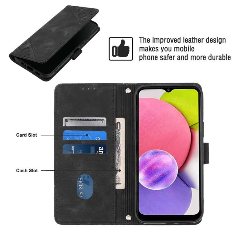 For Samsung Galaxy A03s 166.6mm Skin-feel Embossed Leather Phone Case