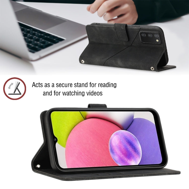For Samsung Galaxy A03s 166.6mm Skin-feel Embossed Leather Phone Case
