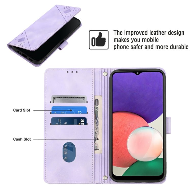 For Samsung Galaxy A22 5G Skin-feel Embossed Leather Phone Case