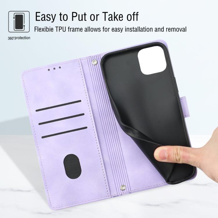 For Samsung Galaxy A22 5G Skin-feel Embossed Leather Phone Case