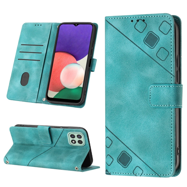 For Samsung Galaxy A22 5G Skin-feel Embossed Leather Phone Case