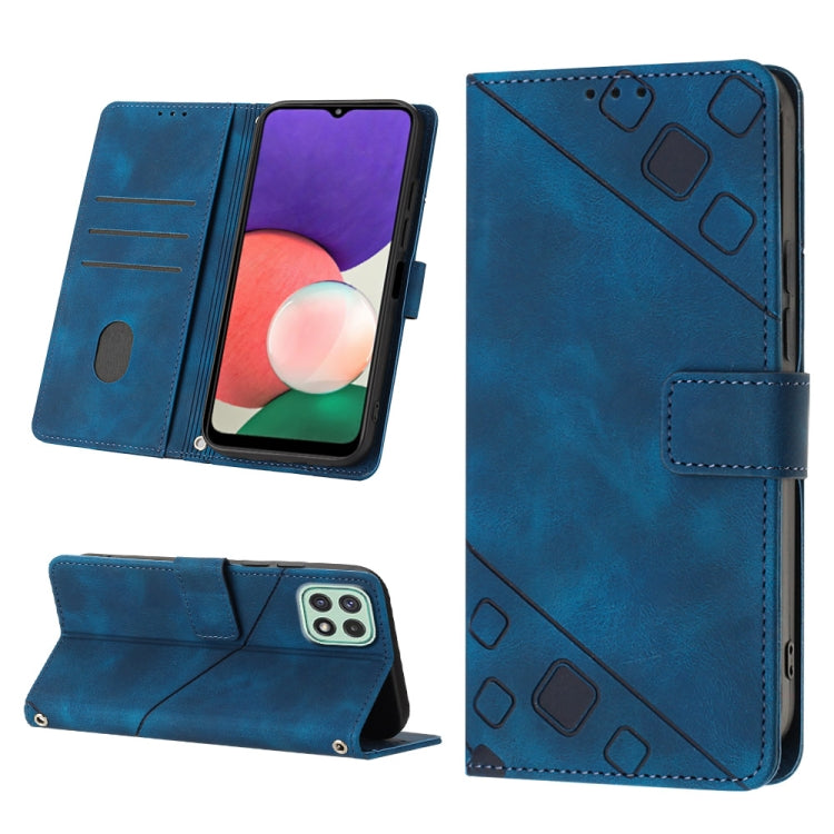 For Samsung Galaxy A22 5G Skin-feel Embossed Leather Phone Case