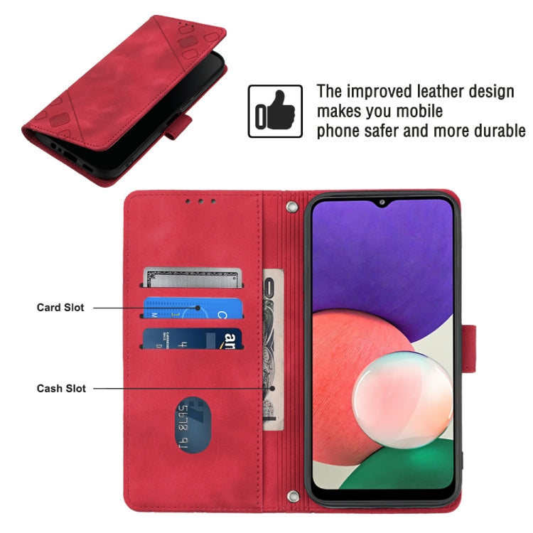 For Samsung Galaxy A22 5G Skin-feel Embossed Leather Phone Case