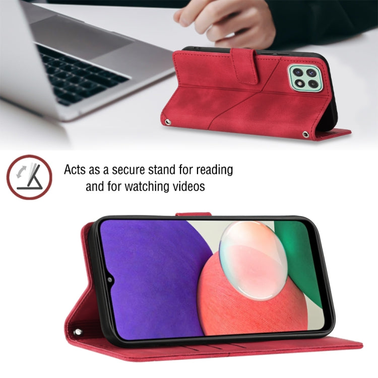 For Samsung Galaxy A22 5G Skin-feel Embossed Leather Phone Case