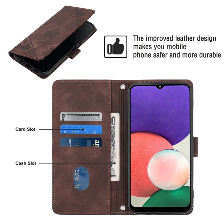 For Samsung Galaxy A22 5G Skin-feel Embossed Leather Phone Case