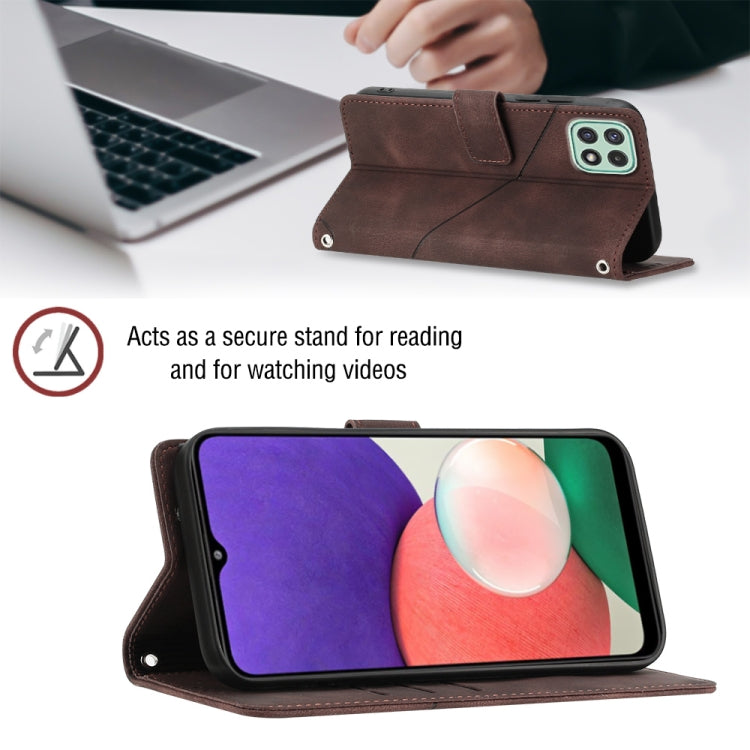 For Samsung Galaxy A22 5G Skin-feel Embossed Leather Phone Case