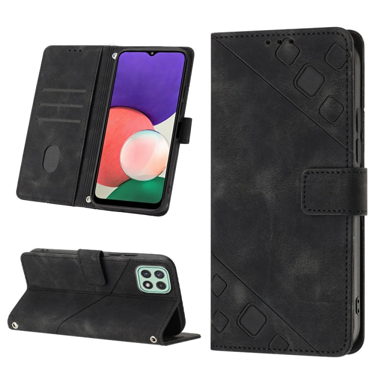 For Samsung Galaxy A22 5G Skin-feel Embossed Leather Phone Case