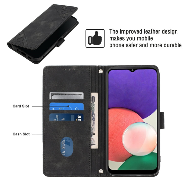 For Samsung Galaxy A22 5G Skin-feel Embossed Leather Phone Case