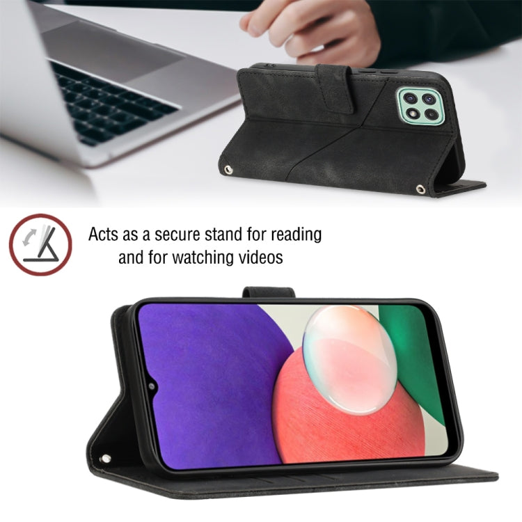 For Samsung Galaxy A22 5G Skin-feel Embossed Leather Phone Case