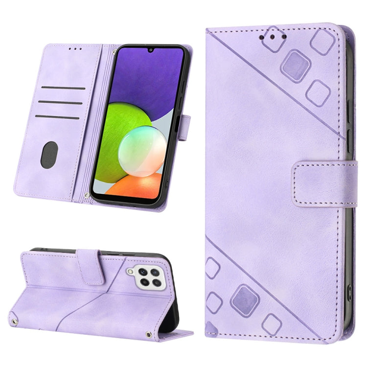 For Samsung Galaxy A22 4G / M32 4G Skin-feel Embossed Leather Phone Case