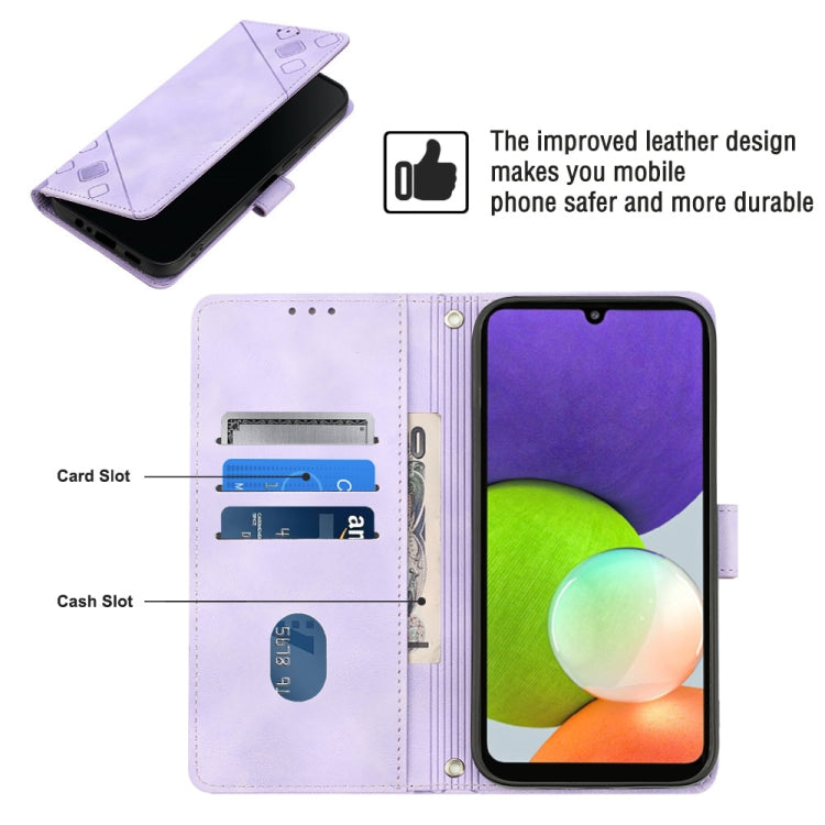 For Samsung Galaxy A22 4G / M32 4G Skin-feel Embossed Leather Phone Case