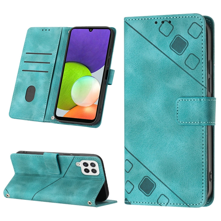 For Samsung Galaxy A22 4G / M32 4G Skin-feel Embossed Leather Phone Case