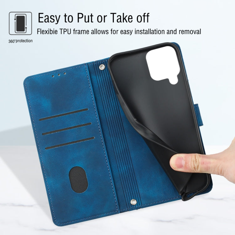 For Samsung Galaxy A22 4G / M32 4G Skin-feel Embossed Leather Phone Case