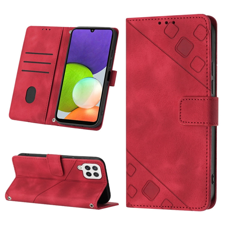 For Samsung Galaxy A22 4G / M32 4G Skin-feel Embossed Leather Phone Case