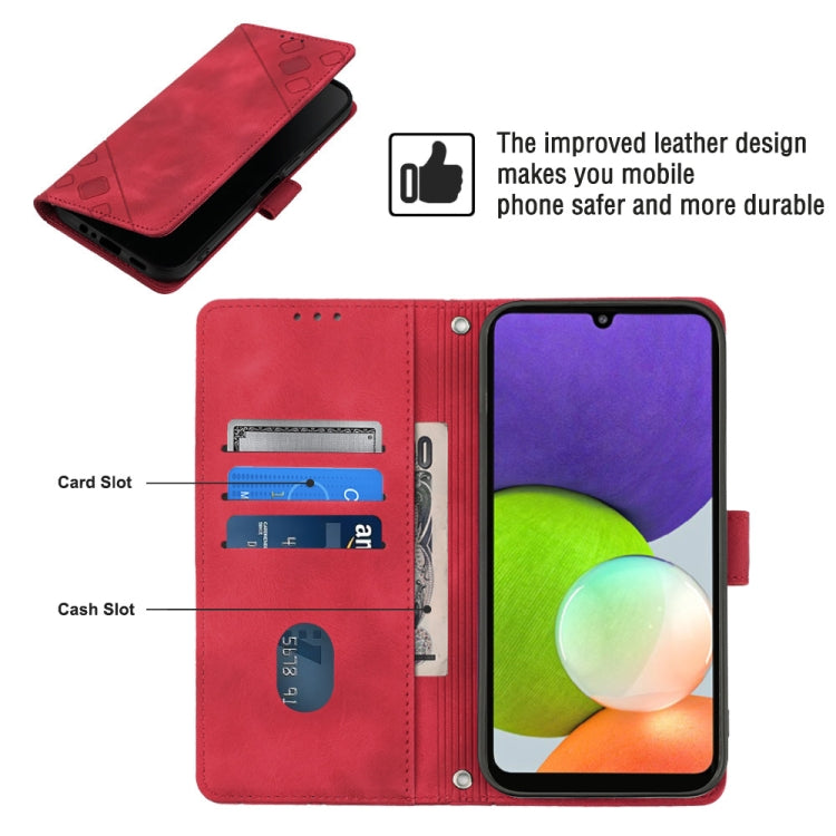 For Samsung Galaxy A22 4G / M32 4G Skin-feel Embossed Leather Phone Case