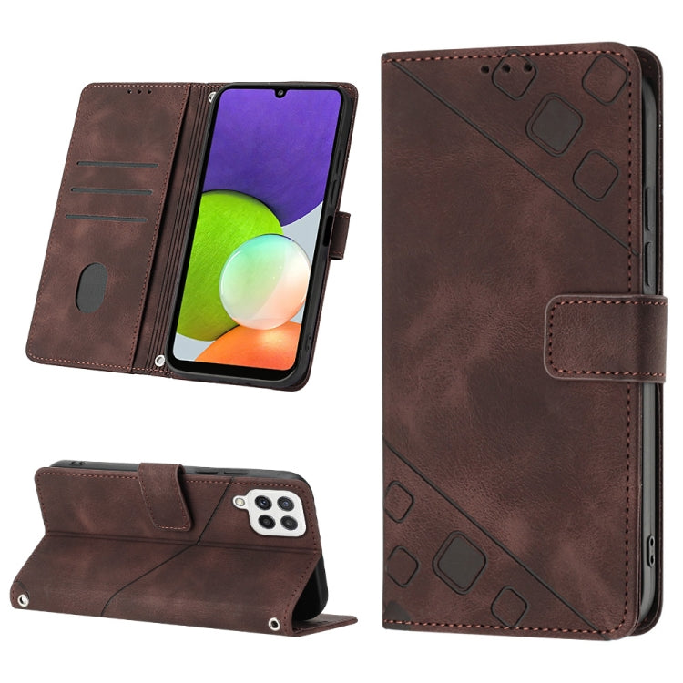 For Samsung Galaxy A22 4G / M32 4G Skin-feel Embossed Leather Phone Case