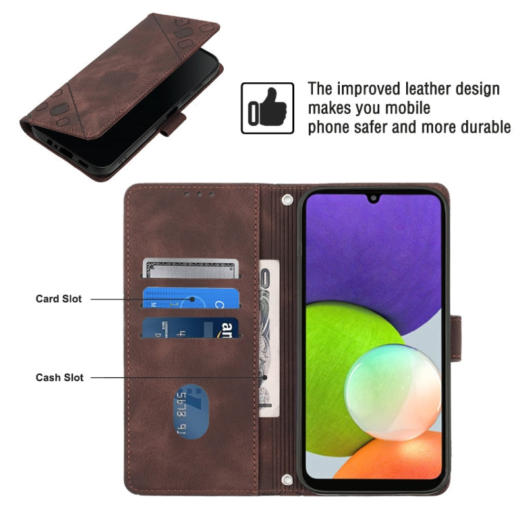 For Samsung Galaxy A22 4G / M32 4G Skin-feel Embossed Leather Phone Case