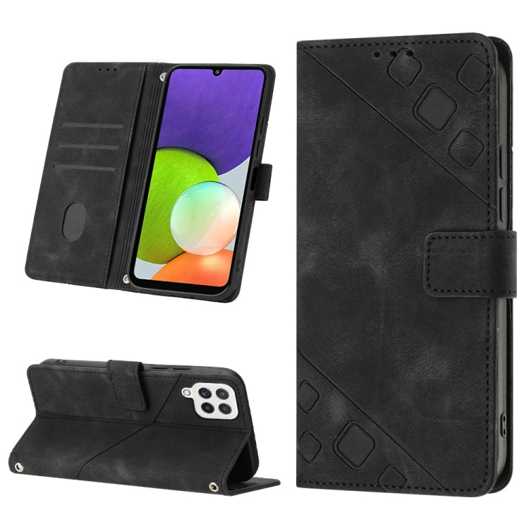 For Samsung Galaxy A22 4G / M32 4G Skin-feel Embossed Leather Phone Case