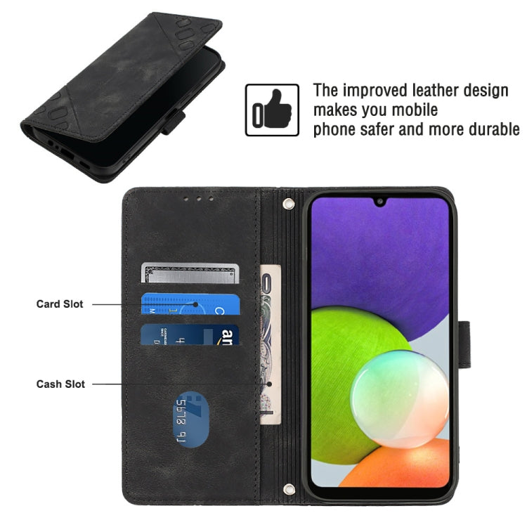 For Samsung Galaxy A22 4G / M32 4G Skin-feel Embossed Leather Phone Case