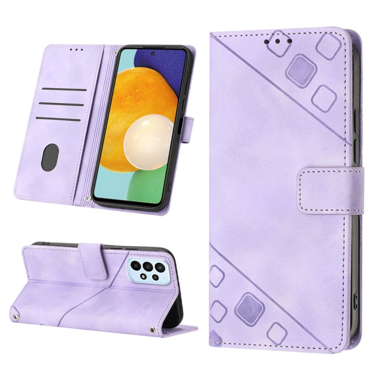 For Samsung Galaxy A52 5G / 4G Skin-feel Embossed Leather Phone Case
